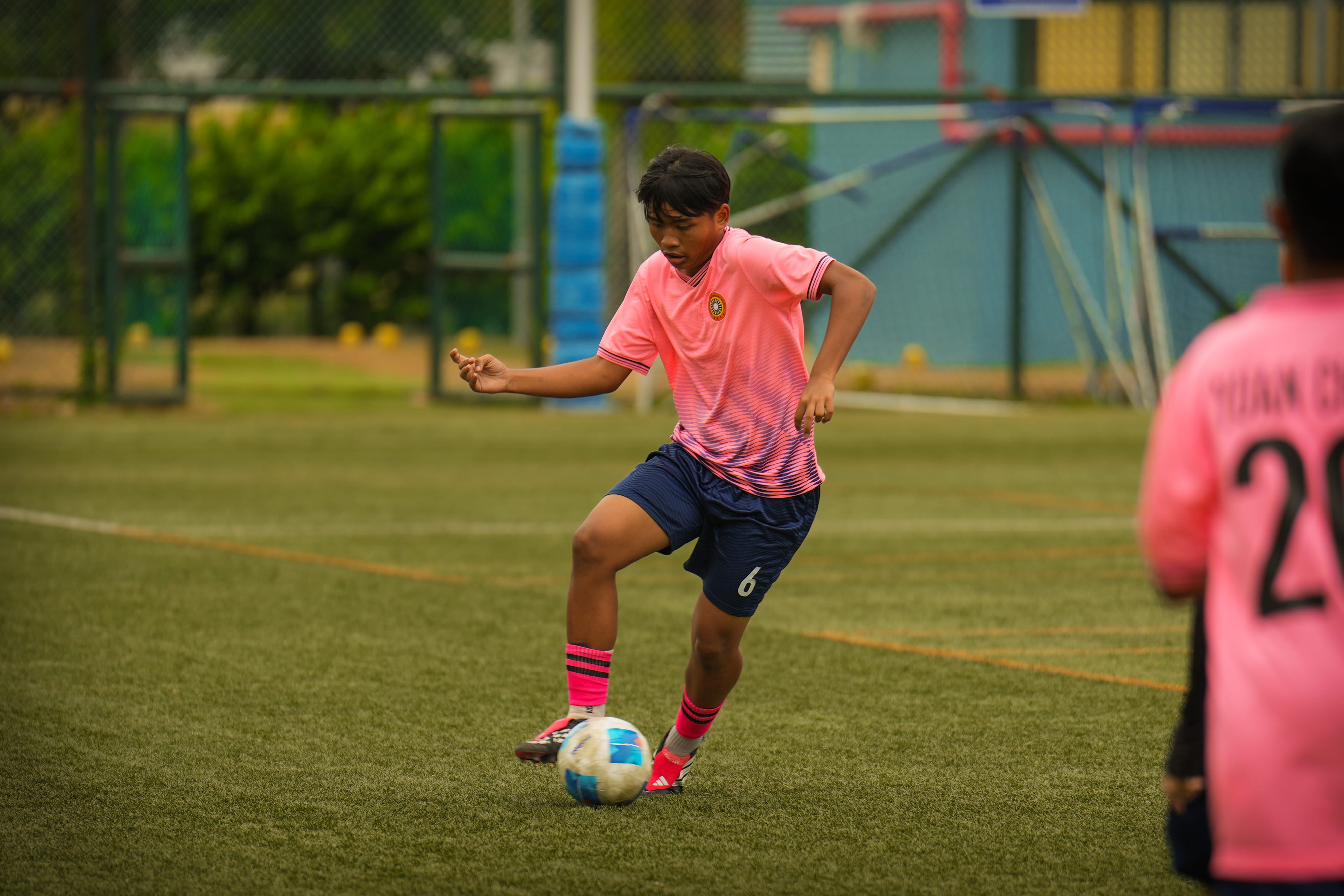 A footballer in action